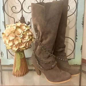 Rue21 taupe studded heel boots!